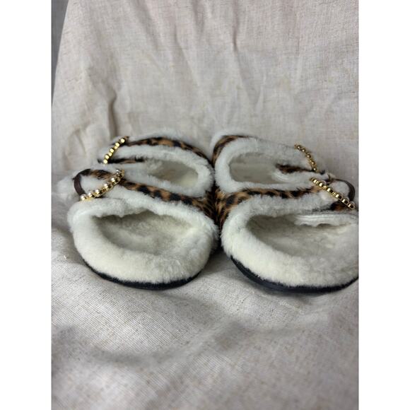 Stuart Weitzman Piper Chill Slide Sandals Cheetah Calf hair Fur Size 7.5 - Picture 8 of 10